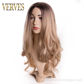 Body Wave Synthetic Hair Wig For Women,24 Inch afro wig cosplay,Blonde Ombre color Hair Long Wholesale